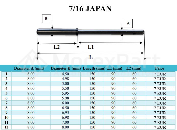 7/16 Japan Spindle